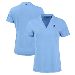 MLB Atlanta Braves Cutter & Buck Women's Forge Stretch Blade DryTec V-Neck Polo