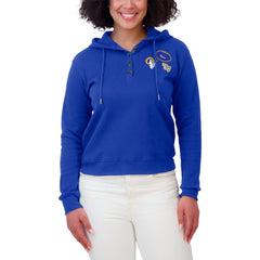 WEAR by Erin Andrews Women's Plus Size Waffle Hoodie Pullover Top - Los Angeles Rams