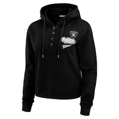 WEAR by Erin Andrews Women's Plus Size Waffle Hoodie Pullover Top - Las Vegas Raiders