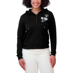 WEAR by Erin Andrews Women's Plus Size Waffle Hoodie Pullover Top - Las Vegas Raiders