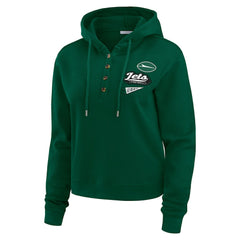 WEAR by Erin Andrews Women's Plus Size Waffle Hoodie Pullover Top - New York Jets