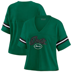WEAR by Erin Andrews Women's Plus Size Color Block Boxy T-Shirt - New York Jets
