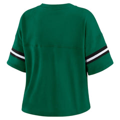 WEAR by Erin Andrews Women's Plus Size Color Block Boxy T-Shirt - New York Jets