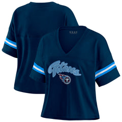 WEAR by Erin Andrews Women's Plus Size Color Block Boxy T-Shirt - Tennessee Titans