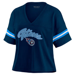 WEAR by Erin Andrews Women's Plus Size Color Block Boxy T-Shirt - Tennessee Titans