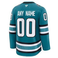 NHL Teal San Jose Sharks Fanatics Home Premium Custom Jersey