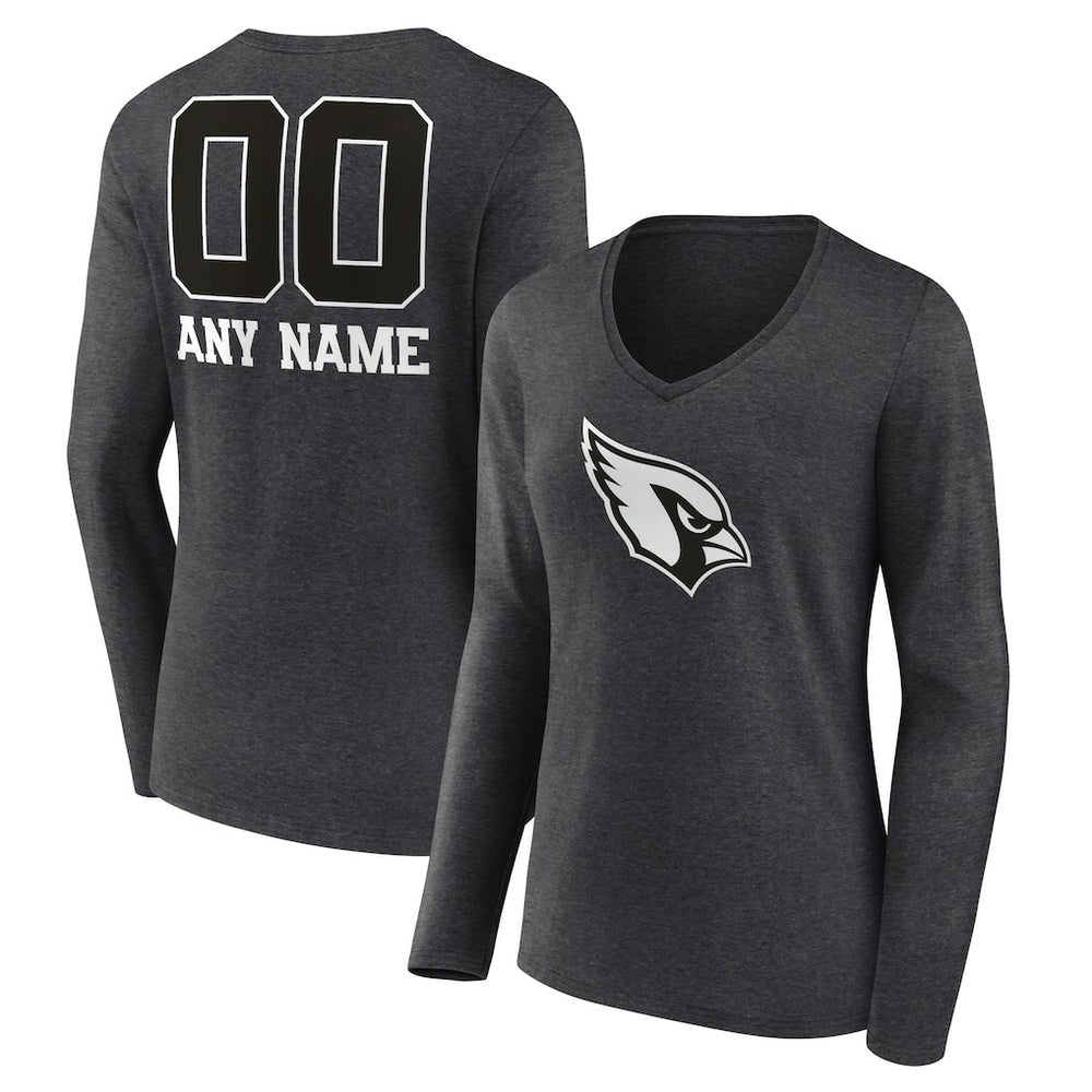 Women's Personalized Name & Number Monochrome V-neck T-Shirt - Arizona Cardinals