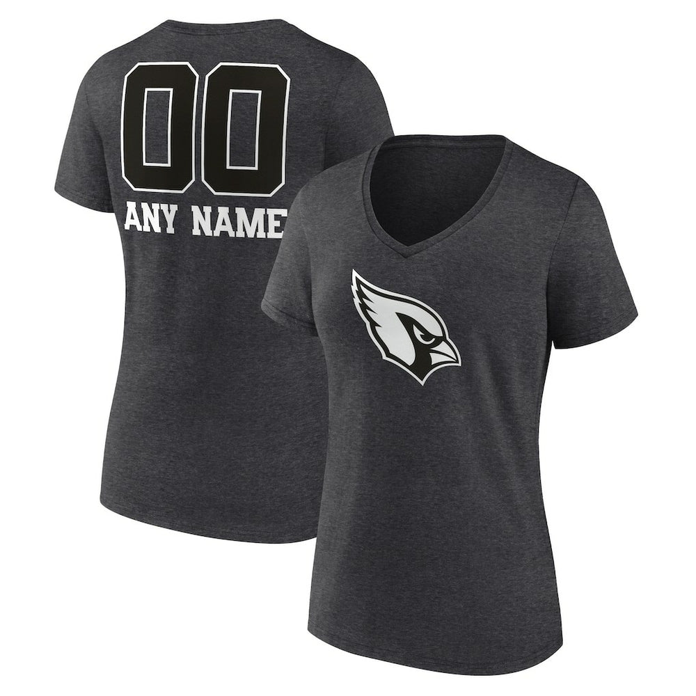 Women's Personalized Name & Number Monochrome V-Neck Long Sleeve T-Shirt - Arizona Cardinals