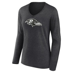 Women's Personalized Name & Number Monochrome V-neck T-Shirt - Baltimore Ravens