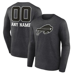 Personalized Name & Number Monochrome Long Sleeve T-Shirt - Buffalo Bills