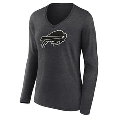 Women's Personalized Name & Number Monochrome V-neck T-Shirt - Buffalo Bills