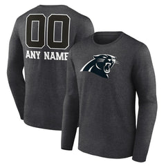 Personalized Name & Number Monochrome Long Sleeve T-Shirt - Carolina Panthers