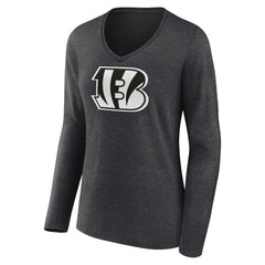 Women's Personalized Name & Number Monochrome V-neck T-Shirt - Cincinnati Bengals