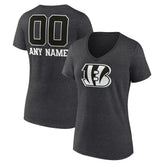Women's Personalized Name & Number Monochrome V-Neck Long Sleeve T-Shirt - Cincinnati Bengals