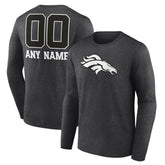 Personalized Name & Number Monochrome Long Sleeve T-Shirt - Denver Broncos