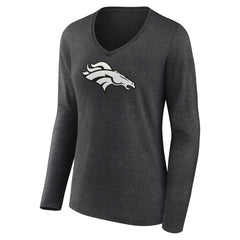 Women's Personalized Name & Number Monochrome V-neck T-Shirt - Denver Broncos