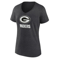 Women's Personalized Name & Number Monochrome V-Neck Long Sleeve T-Shirt - Green Bay Packers