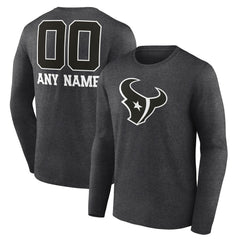 Personalized Name & Number Monochrome Long Sleeve T-Shirt - Houston Texans