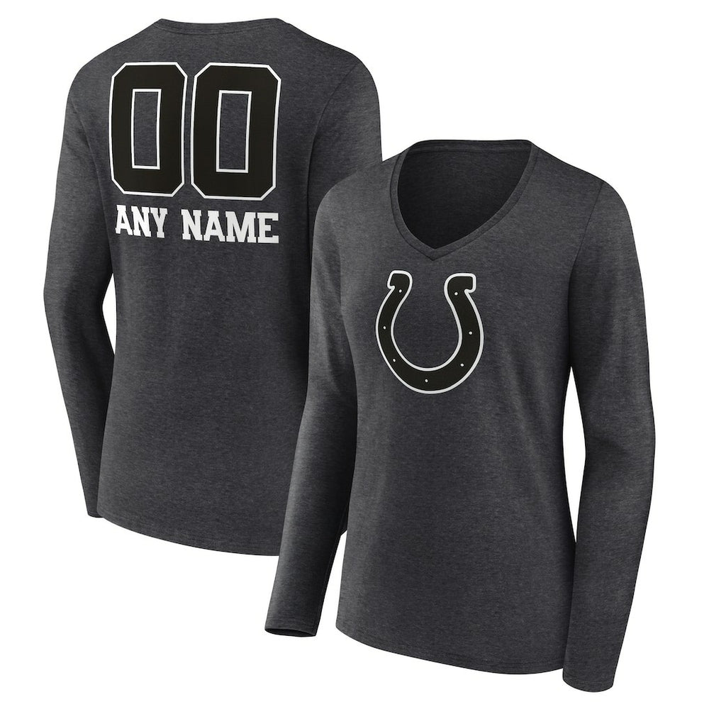Women's Personalized Name & Number Monochrome V-neck T-Shirt - Indianapolis Colts