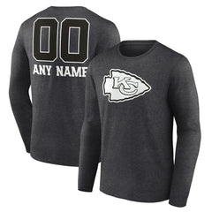 Personalized Name & Number Monochrome Long Sleeve T-Shirt - Kansas City Chiefs