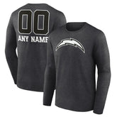 Personalized Name & Number Monochrome Long Sleeve T-Shirt - Los Angeles Chargers