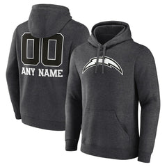 Personalized Name & Number Monochrome Pullover Hoodie - Los Angeles Chargers