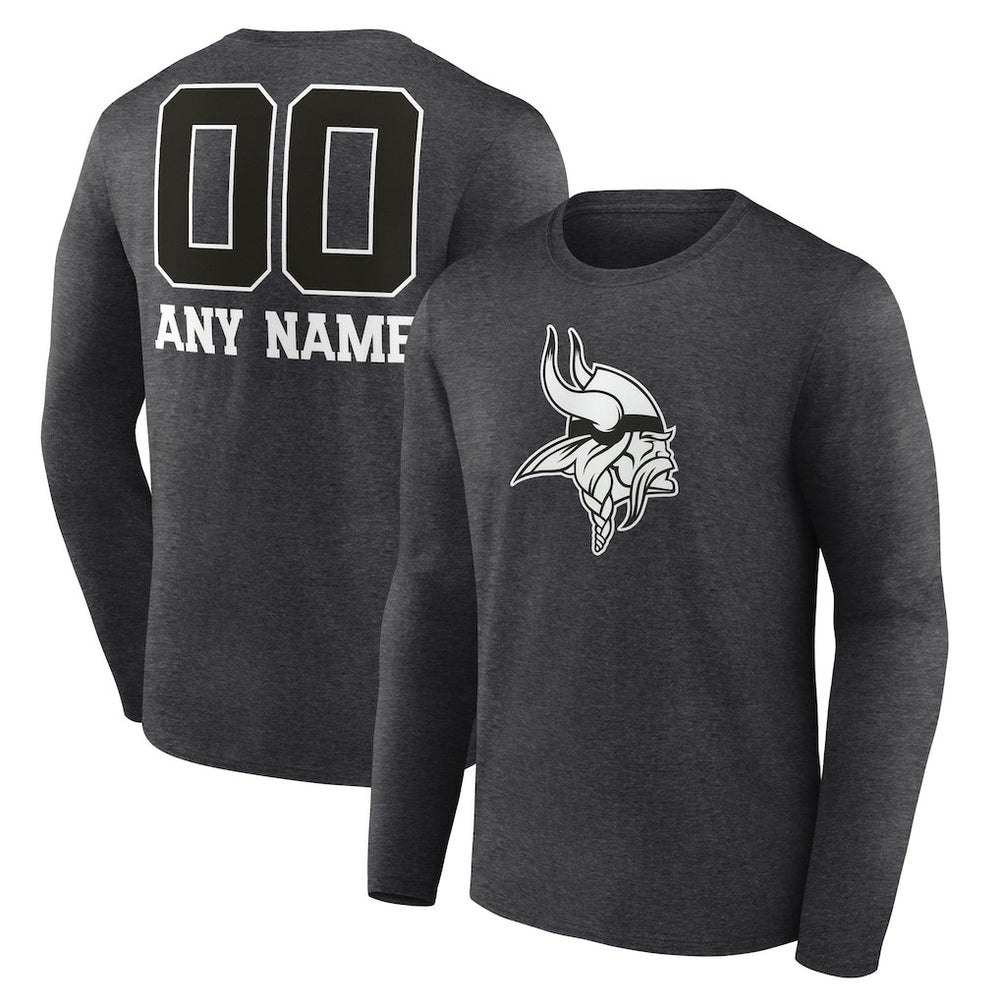Personalized Name & Number Monochrome Long Sleeve T-Shirt - Minnesota Vikings