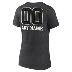 Women's Personalized Name & Number Monochrome V-Neck Long Sleeve T-Shirt - New York Giants