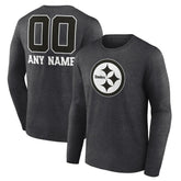 Personalized Name & Number Monochrome Long Sleeve T-Shirt - Pittsburgh Steelers