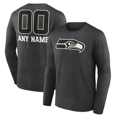 Personalized Name & Number Monochrome Long Sleeve T-Shirt - Seattle Seahawks