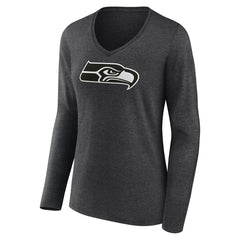 Women's Personalized Name & Number Monochrome V-neck T-Shirt - Seattle Seahawks
