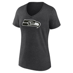 Women's Personalized Name & Number Monochrome V-Neck Long Sleeve T-Shirt - Seattle Seahawks
