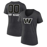 Women's Personalized Name & Number Monochrome V-Neck Long Sleeve T-Shirt - Washington Commanders