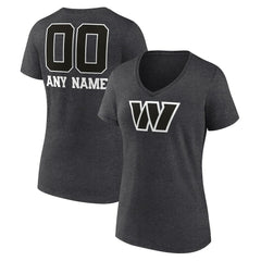 Women's Personalized Name & Number Monochrome V-Neck Long Sleeve T-Shirt - Washington Commanders