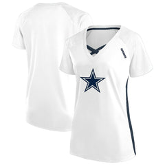 Women's Plus Size Glitter Lace-Up V- Neck T-Shirt - Dallas Cowboys