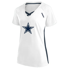 Women's Plus Size Glitter Lace-Up V- Neck T-Shirt - Dallas Cowboys
