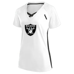 Women's Plus Size Glitter Lace-Up V- Neck T-Shirt - Las Vegas Raiders