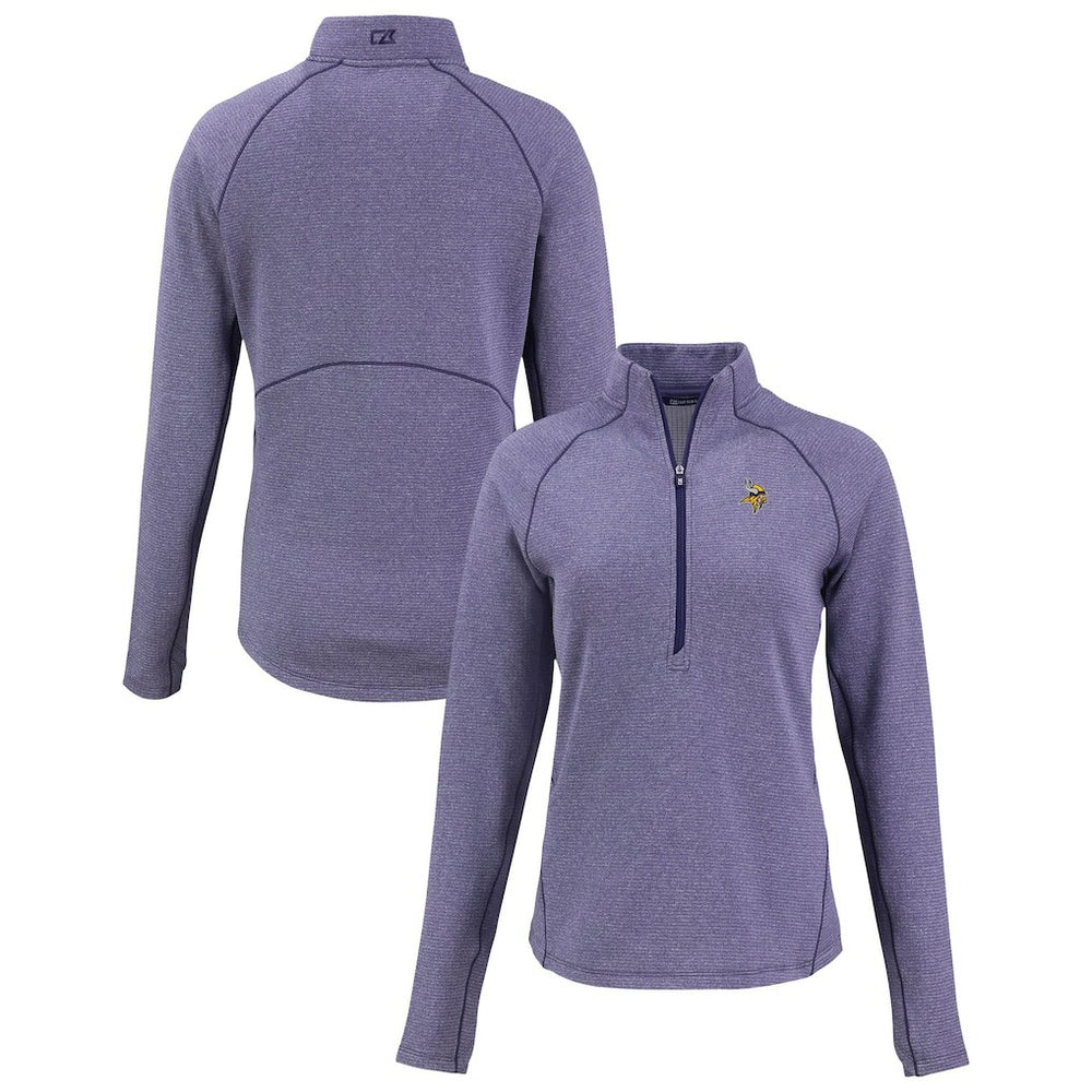 Cutter & Buck Women's Peshastin Eco Fleece Recycled Tri-Blend Raglan Half-Zip Jacket - Minnesota Vikings