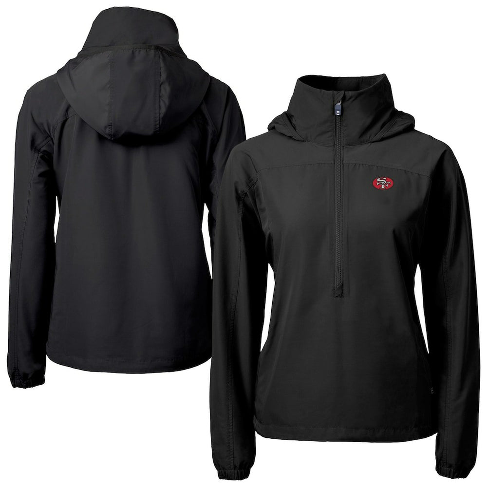 Cutter & Buck Women's Charter Eco Recycled Half-Zip Hooded Anorak Jacket - San Francisco 49ers