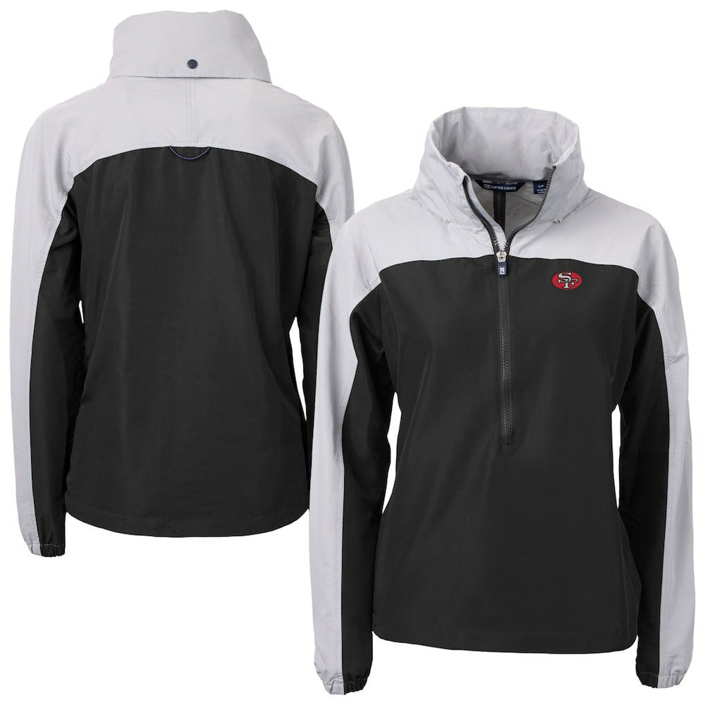 Cutter & Buck Women's Charter Eco Recycled Half-Zip Hooded Anorak Jacket - San Francisco 49ers