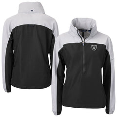 Cutter & Buck Women's Charter Eco Recycled Half-Zip Hooded Anorak Jacket - Las Vegas Raiders
