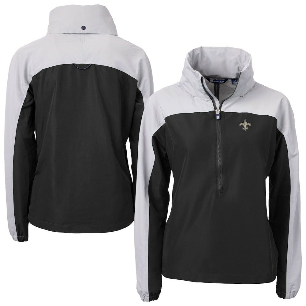 Cutter & Buck Women's Charter Eco Recycled Half-Zip Hooded Anorak Jacket - New Orleans Saints