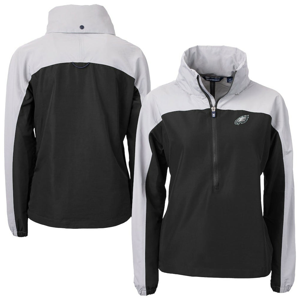 Cutter & Buck Women's Charter Eco Recycled Half-Zip Hooded Anorak Jacket - Philadelphia Eagles