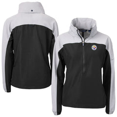 Cutter & Buck Women's Charter Eco Recycled Half-Zip Hooded Anorak Jacket - Pittsburgh Steelers