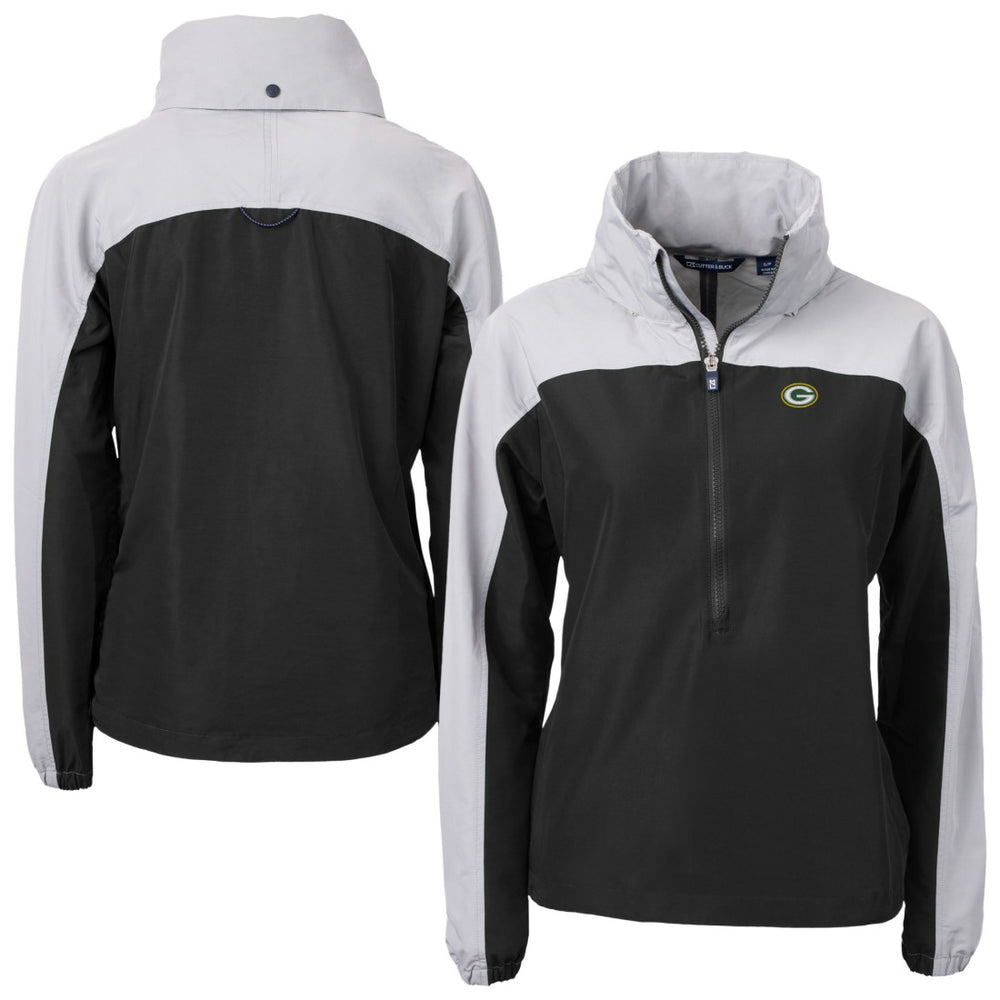 Cutter & Buck Women's Charter Eco Recycled Half-Zip Hooded Anorak Jacket - Green Bay Packers