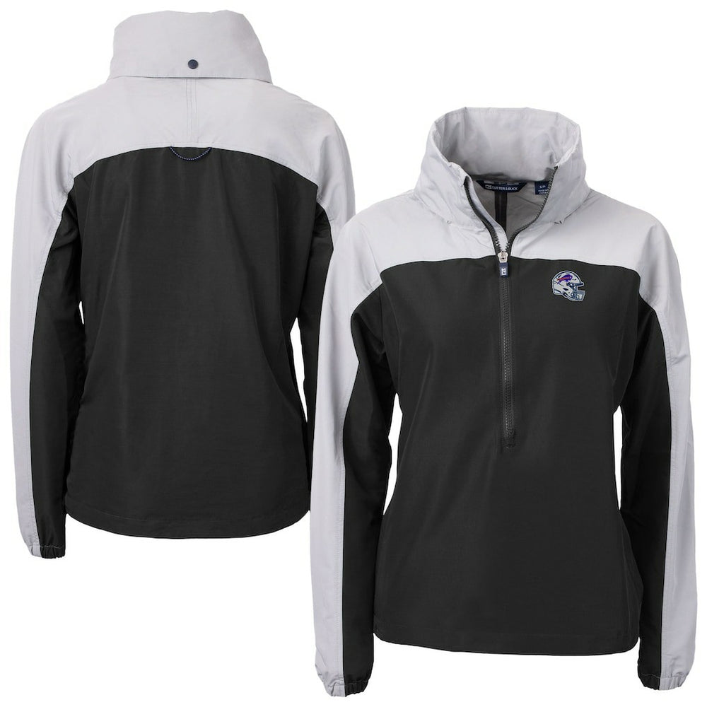 Cutter & Buck Women's Charter Eco Recycled Half-Zip Hooded Anorak Jacket - Buffalo Bills