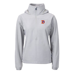 Cutter & Buck Women's Charter Eco Recycled Half-Zip Hooded Anorak Jacket - Denver Broncos