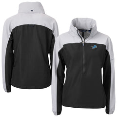 Cutter & Buck Women's Charter Eco Recycled Half-Zip Hooded Anorak Jacket - Detroit Lions