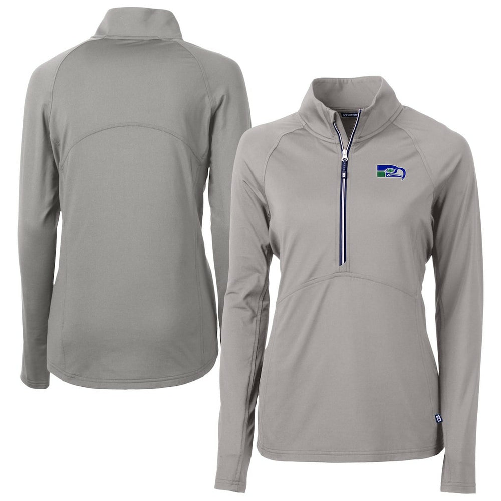 Cutter & Buck Women's Historical Adapt Eco Knit Stretch Recycled Raglan Half-Zip Top - Seattle Seahawks