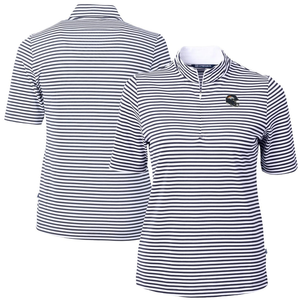 Cutter & Buck Women's Virtue Eco Pique Stripe Recycled Quarter-Zip Top - Denver Broncos